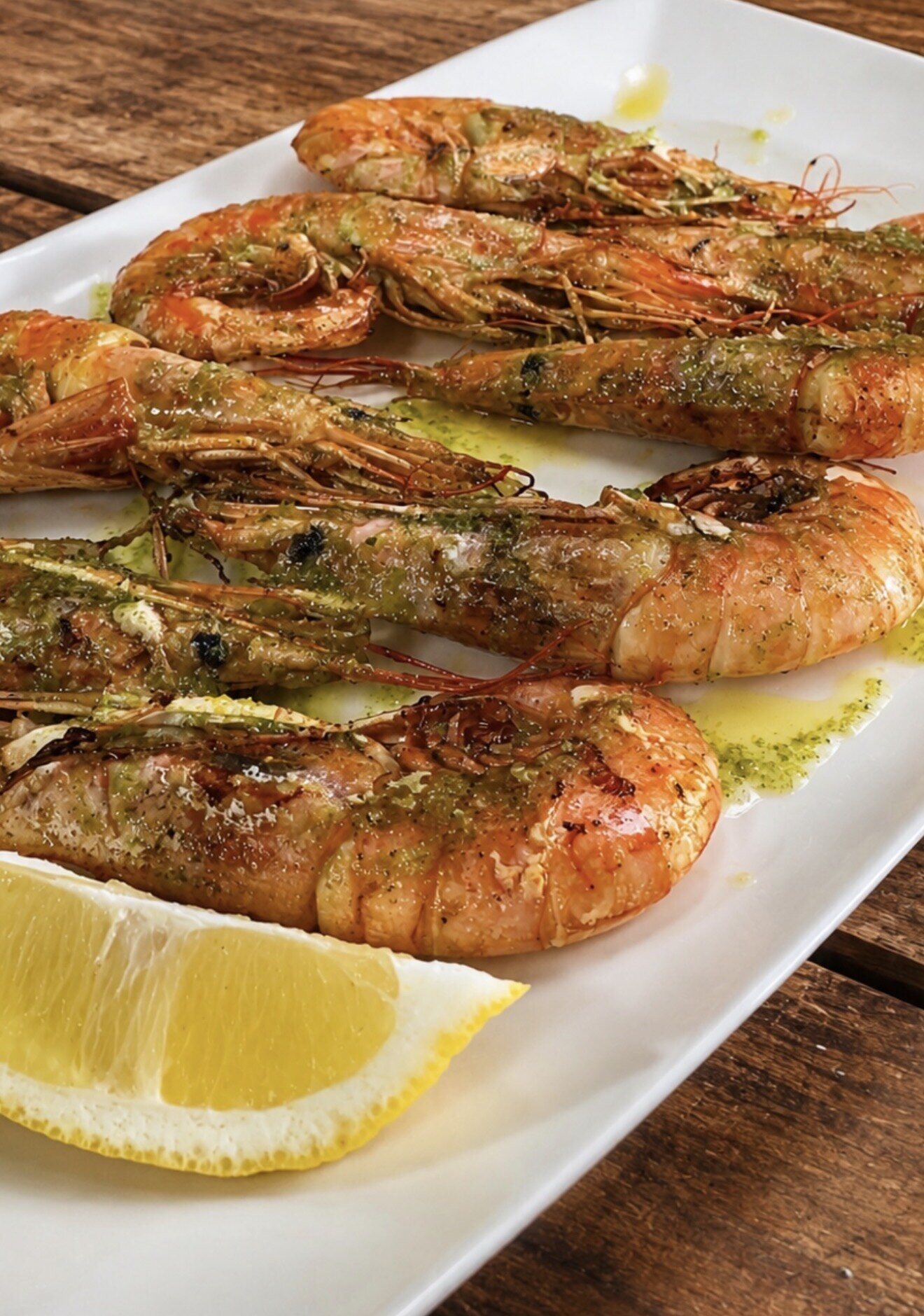 Gambas langostineras a la plancha con limón